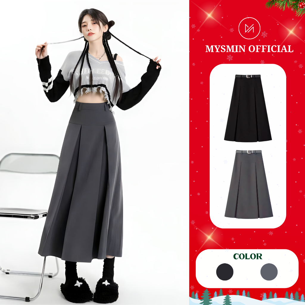  Chân váy xếp ly Ulzzang 82cm MYSMIN chất Vitex mềm cao cấp TA88 