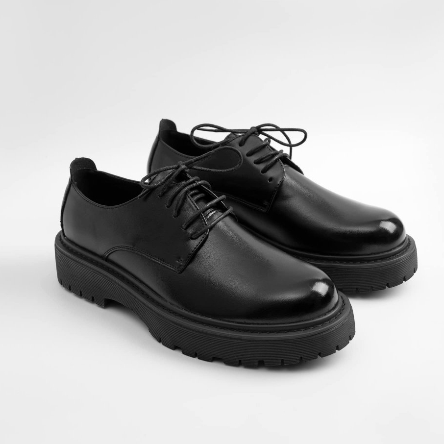 Giày tây nam Chunky derby tăng chiều cao 5cm phong cách công sở trẻ trung bằng da bò cao cấp đế khâu chăc chắn