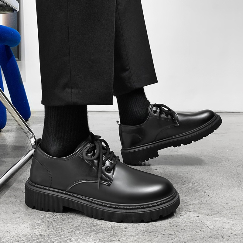 Giày tây nam Chunky derby tăng chiều cao 5cm phong cách công sở trẻ trung bằng da bò cao cấp đế khâu chăc chắn