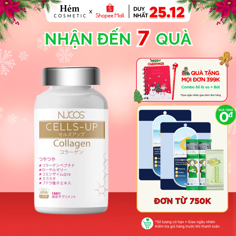 Viên uống chống lão hóa collagen Nucos Cells 180 viên - Hẻm Cosmetic