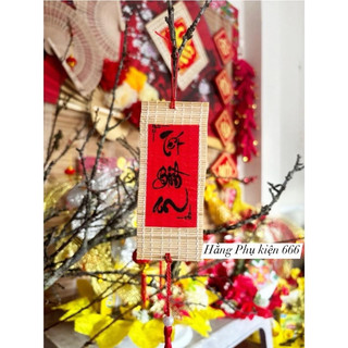 Mành tre, liễn tre mini viết chữ thư pháp trang trí Tết, decor Tết