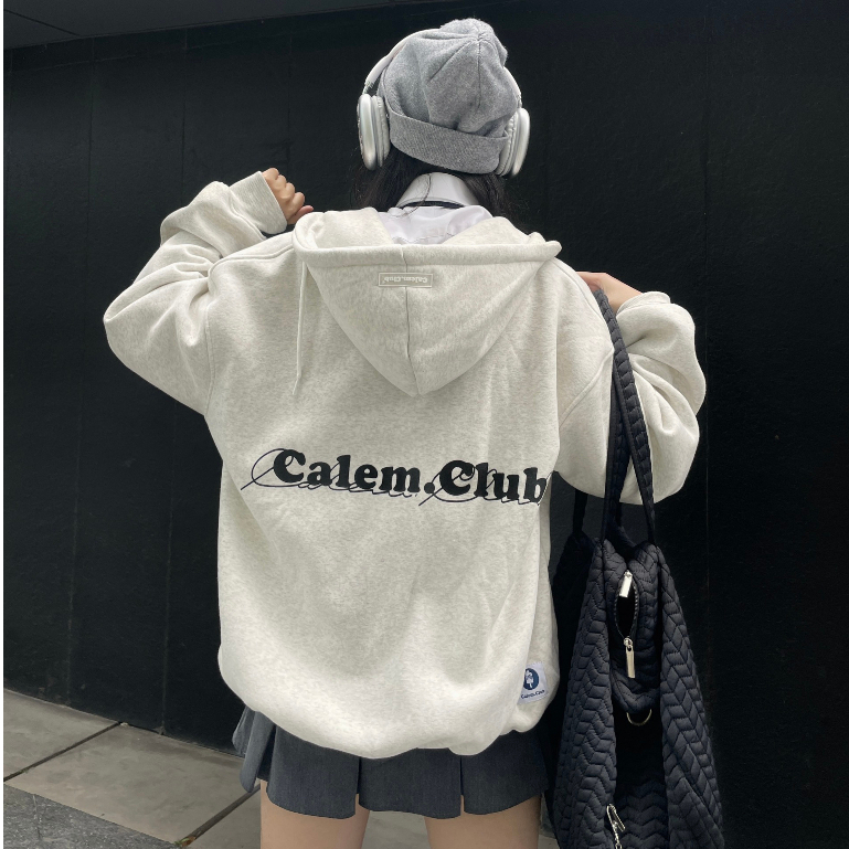 Áo Hoodie Zip Xám Tiêu CALEM.CLUB Form Rộng Nam Nữ Unisex , Áo Khoác Nỉ Bông Khóa Kéo Cao Cấp