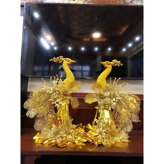 Set phụ kiện 1con công phượng full vàng trang trí ngày Giỗ, lễ Tết