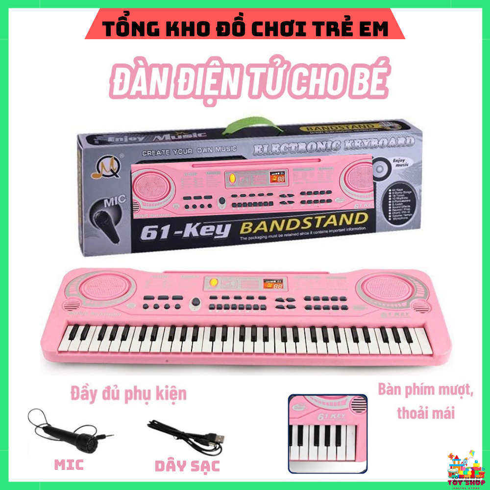 Đàn Piano Đàn Điện Tử 61 Phím Kèm Mic Đàn Piano Cho Bé Nhiều Chức Năng Với Hai Màu Hồng Và Đen Làm Quà Tặng Cho Các Bé