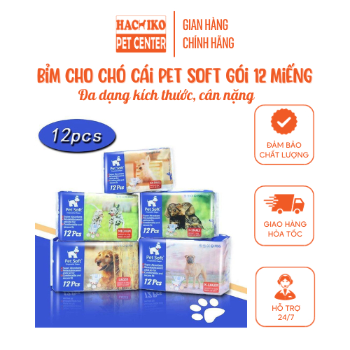 Bỉm cho chó Cái Pet Soft gói 12 miếng