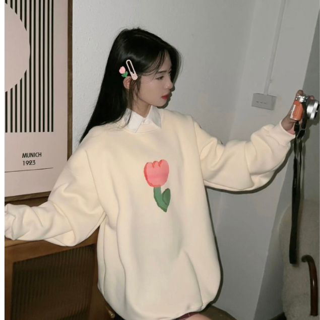 Áo Nỉ Sweater TULIP Form Rộng Nam Nữ Unisex , Áo Sweater Nỉ Bông Cao Cấp
