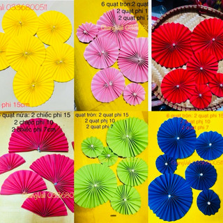Set 6 rẻ quạt giấy size 7cm,10cm,15cm làm oản, tháp bánh kẹo,decor Tết