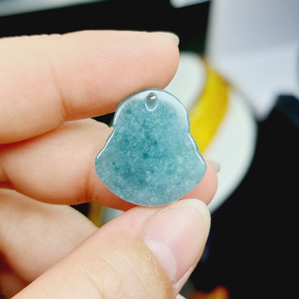 Mặt Di Lặc lam ngọc A cho nữ và bé size mini UPCARA