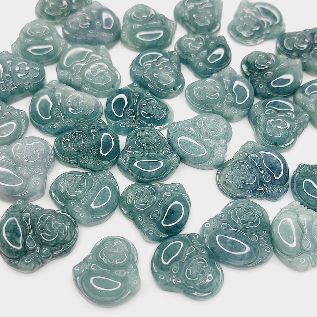 Mặt Di Lặc lam ngọc A cho nữ và bé size mini UPCARA