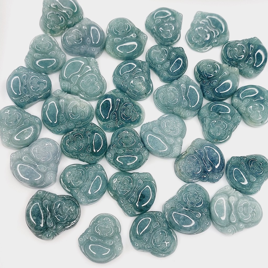 Mặt Di Lặc lam ngọc A cho nữ và bé size mini UPCARA