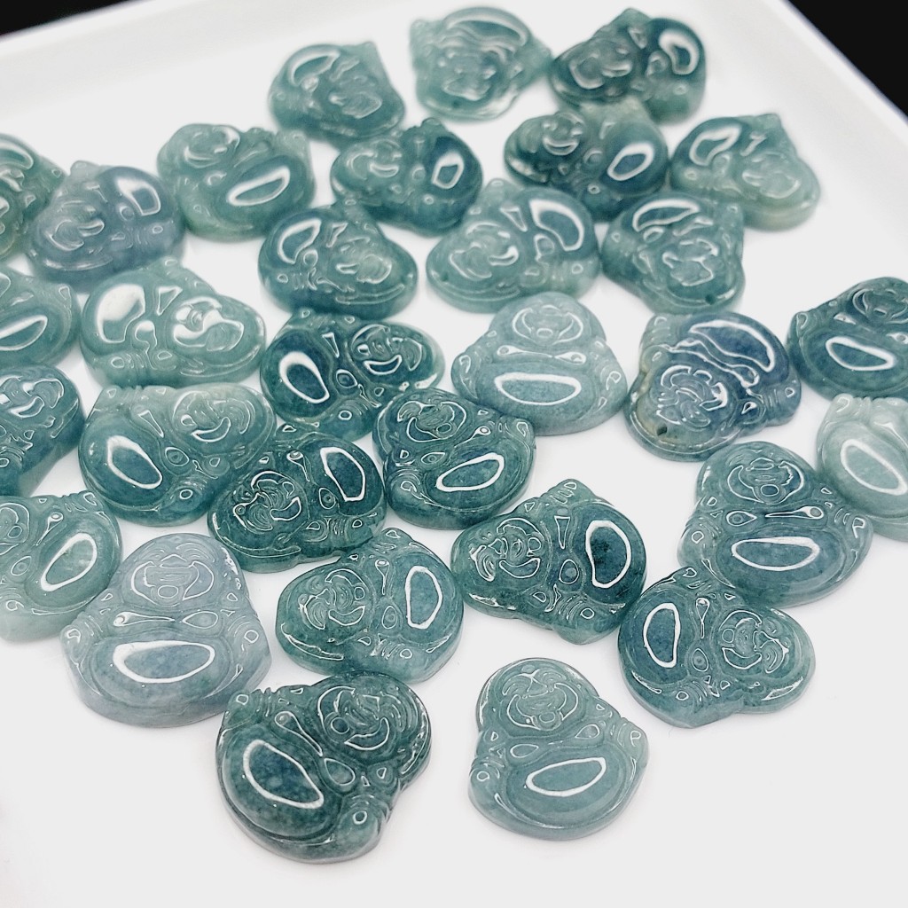 Mặt Di Lặc lam ngọc A cho nữ và bé size mini UPCARA