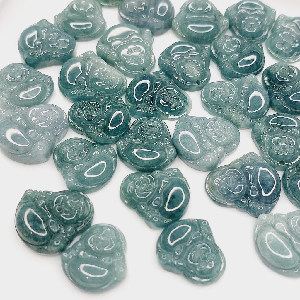 Mặt Di Lặc lam ngọc A cho nữ và bé size mini UPCARA