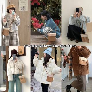 𝐁𝐥𝐚𝐮𝐞𝐁𝐥𝐮𝐦𝐞🦋 🐑 Mini bolso bag🐑 Túi lông cừu nhỏ đeo chéo