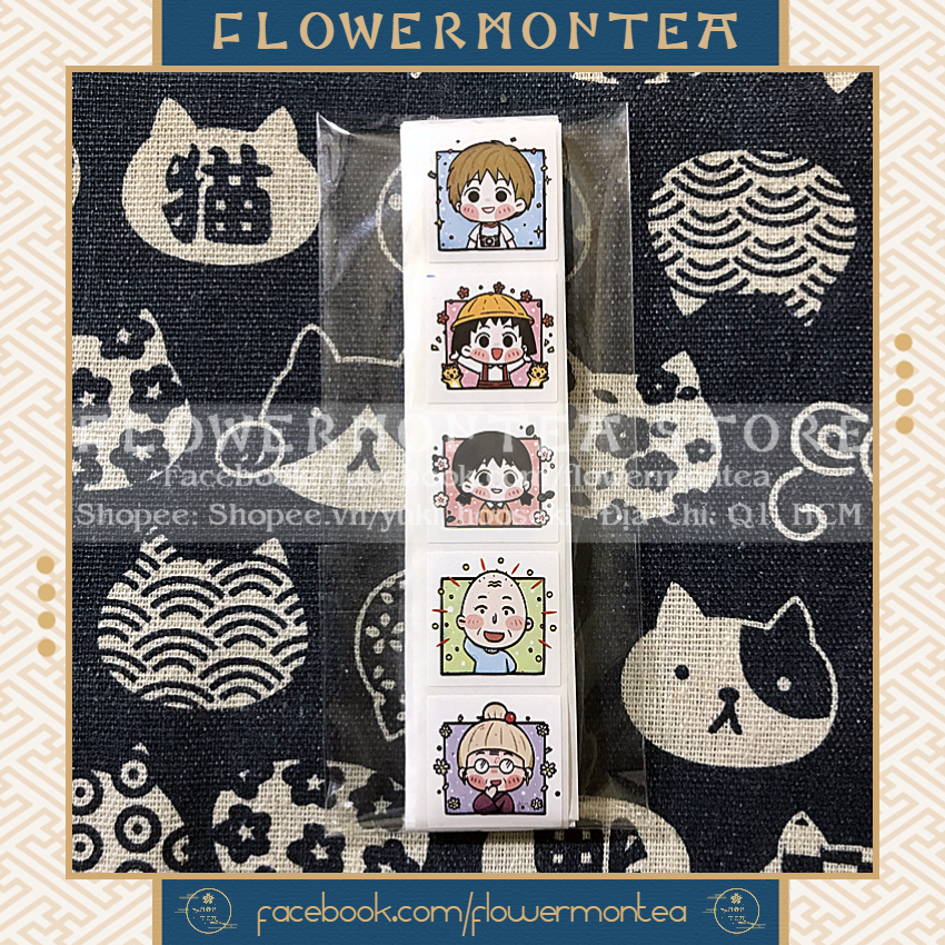(01) Set 90 Sticker Vuông - Chibi Maruko-Chan | Nhóc Maruko
