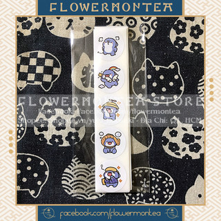 Set 90 sticker tròn - cá mập xanh cute