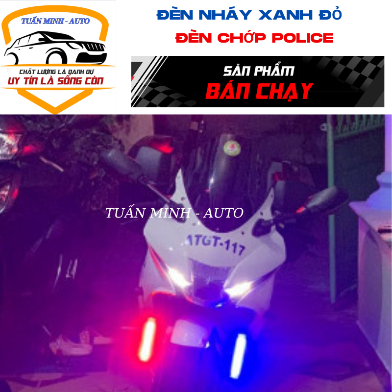 Đèn nháy xanh đỏ. Đèn chớp Police xanh đỏ 12V-12W gắn mặt calăng cho xe ô tô cảnh sát, xe ưu tiên.