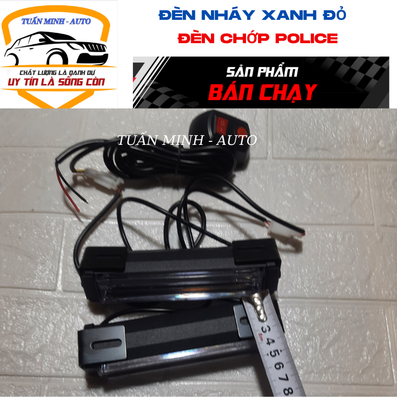 Đèn nháy xanh đỏ. Đèn chớp Police xanh đỏ 12V-12W gắn mặt calăng cho xe ô tô cảnh sát, xe ưu tiên.
