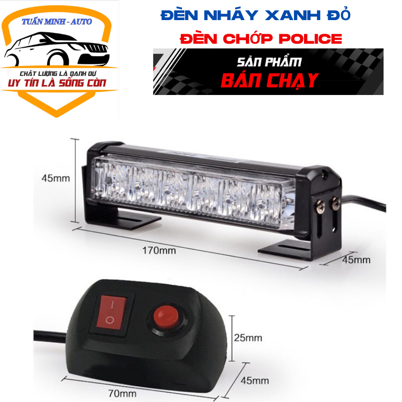 Đèn nháy xanh đỏ. Đèn chớp Police xanh đỏ 12V-12W gắn mặt calăng cho xe ô tô cảnh sát, xe ưu tiên.