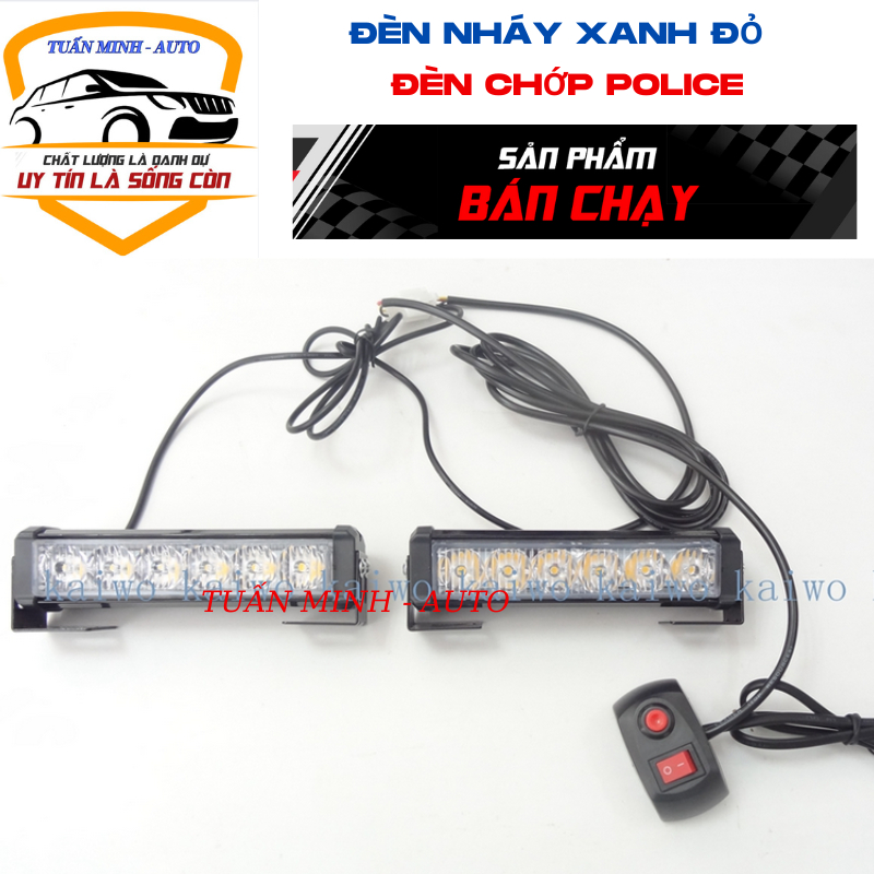 Đèn nháy xanh đỏ. Đèn chớp Police xanh đỏ 12V-12W gắn mặt calăng cho xe ô tô cảnh sát, xe ưu tiên.