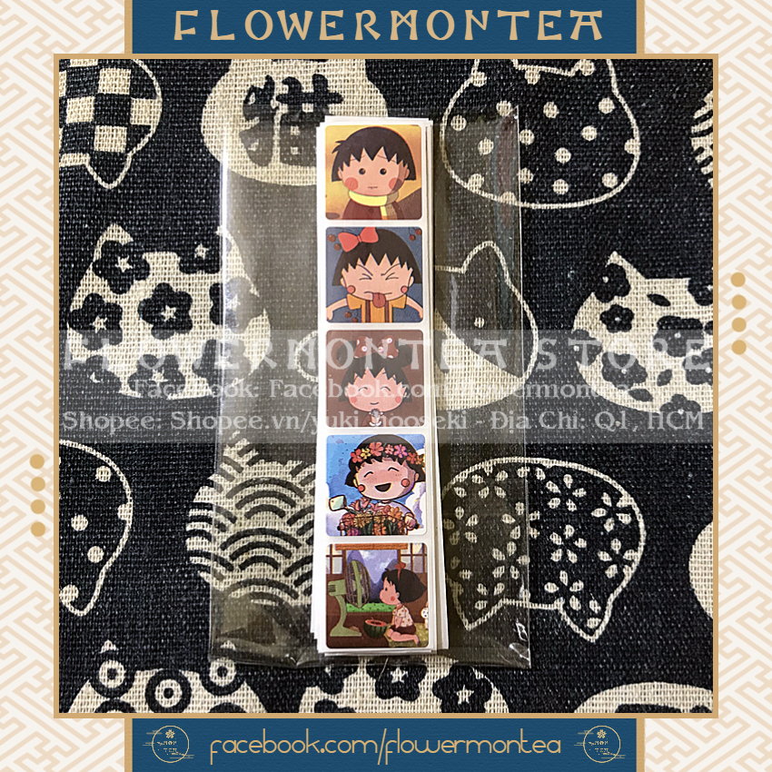 (02) Set 90 Sticker Vuông - Chibi Maruko-Chan | Nhóc Maruko