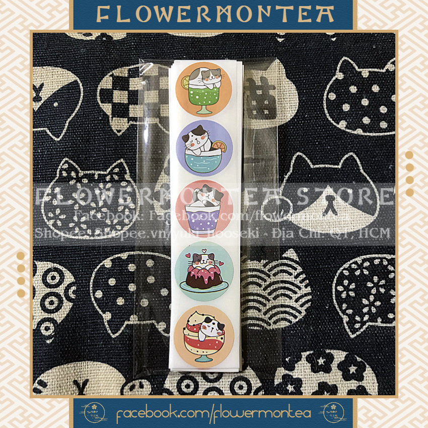 (02) Set 90 Sticker Tròn - Mèo Meow
