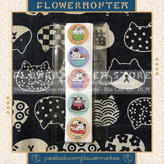 Set 90 sticker tròn - mèo meow