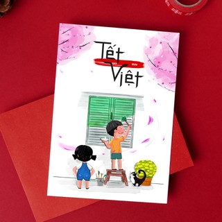 Thiệp Tết 2024 chúc mừng năm mới tranh vẽ, Postcard hình ảnh Tết Việt Nam