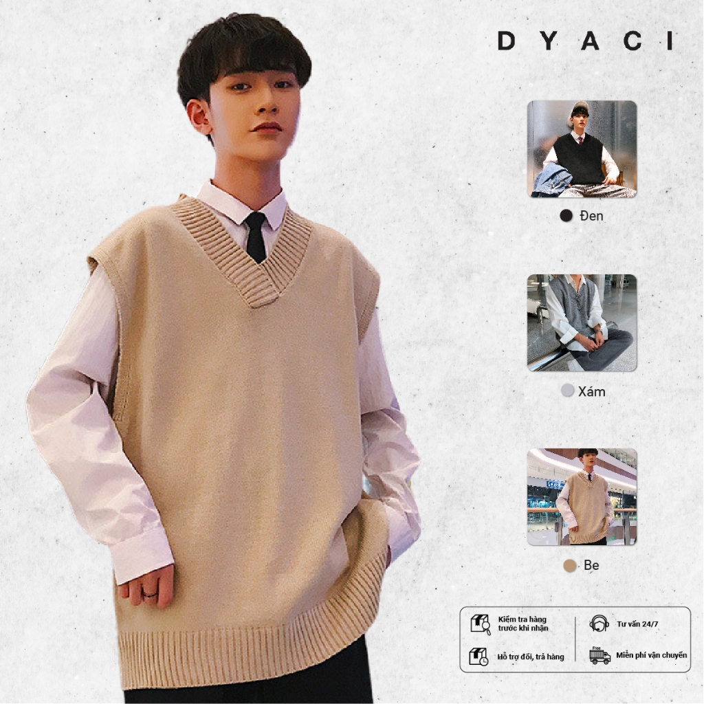 Áo Len Gile Nam DYACI Quảng Châu Sweater Unisex Cổ Tim Chữ V Chất Len Đẹp Kiểu Dáng Hàn Quốc DY00