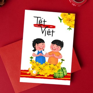Thiệp Tết 2024 chúc mừng năm mới tranh vẽ, Postcard hình ảnh Tết Việt Nam