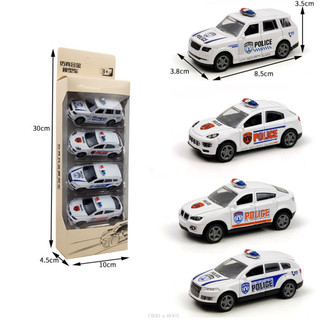 Bộ 4 xe ô tô cảnh sát die cast mini bằng hợp kim và nhựa - mô hình xe tỉ lệ 1:64 đồ chơi trẻ em