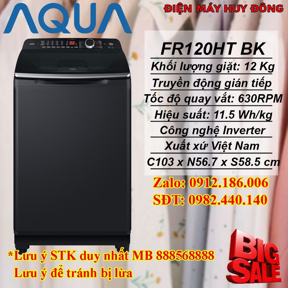 Máy giặt Aqua Inverter 12 kg AQW-FR120HT BK