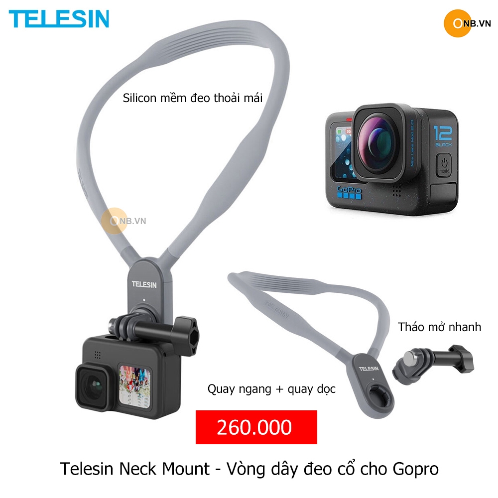 Telesin Neck Mount - Vòng dây đeo cổ Gopro 12 new 2023