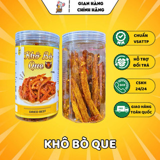 Khô bò que hồng ngự thượng hạng - lon 250g - đồ ăn vặt