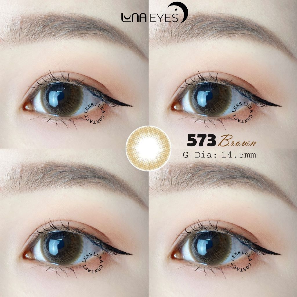 [1 year] Kính áp tròng LUNA EYES 573 BROWN - Lens size to