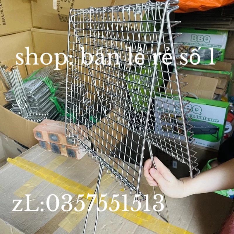 Vỉ Nướng thịt Inox siêu dày loại đẹp, nướng Gà, nướng Vịt, nướng Cá loại dày