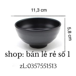 Chén bát cơm 100% nhựa melamine màu đen nhám cao cấp dày dặn