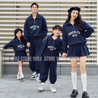 Bộ thun gia đình xanh đen - Bộ thun thu đông - bộ đồ gia đình thu đông - đồ thu đông gia đình - bộ nỉ cotton gia đình