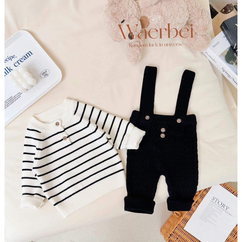 set yếm len đen trắng cho bé trai