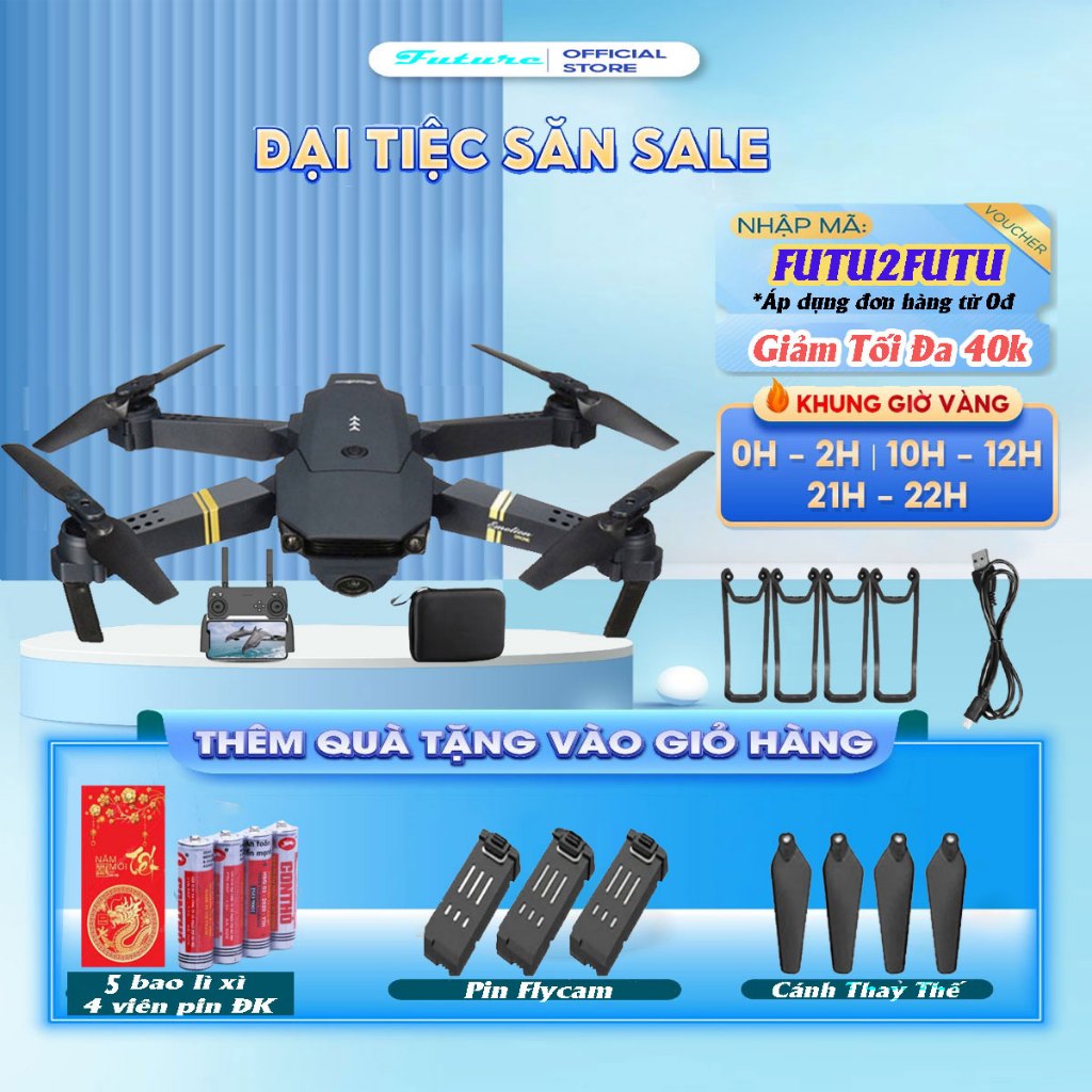 Flycam E58 Mini Giá Rẻ Có Camera 4K, Kết Nối Wifi Với Điện Thoại, Điều Khiển Từ Xa Quay Phim & Chụp Ảnh Full HD