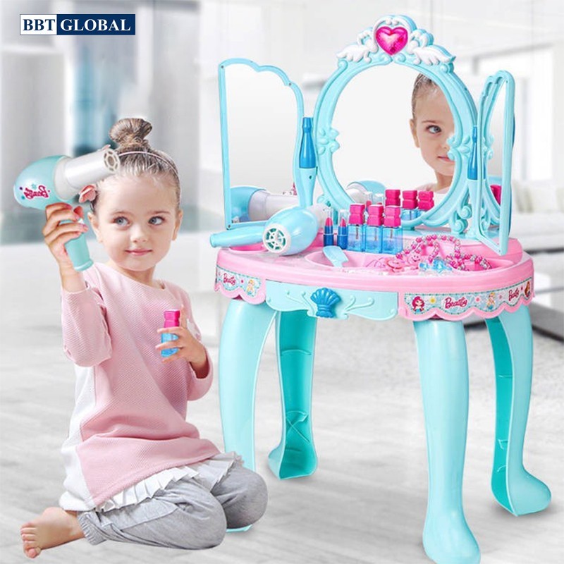 Đồ chơi bàn trang điểm cho bé, nhiều màu sắc, đủ dụng cụ trang điểm như thật BBT Global