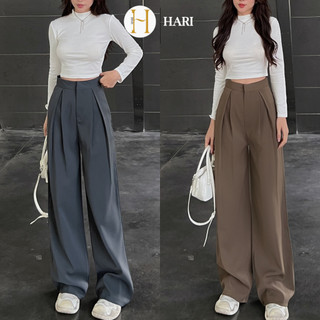 Quần tây ống rộng Hari 382 nữ cạp cao