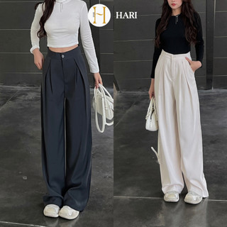 Quần tây ống rộng suông culottes Hari nữ xếp ly chất GOLD 388 P2K8