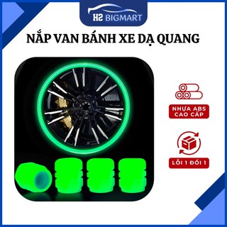 4 Nút bịt nắp van đầu bơm lốp bánh xe đạp xe máy ô tô phát sáng. Nắp chụp van lốp ô tô trang trí bảo vệ đầu hơi cực tốt