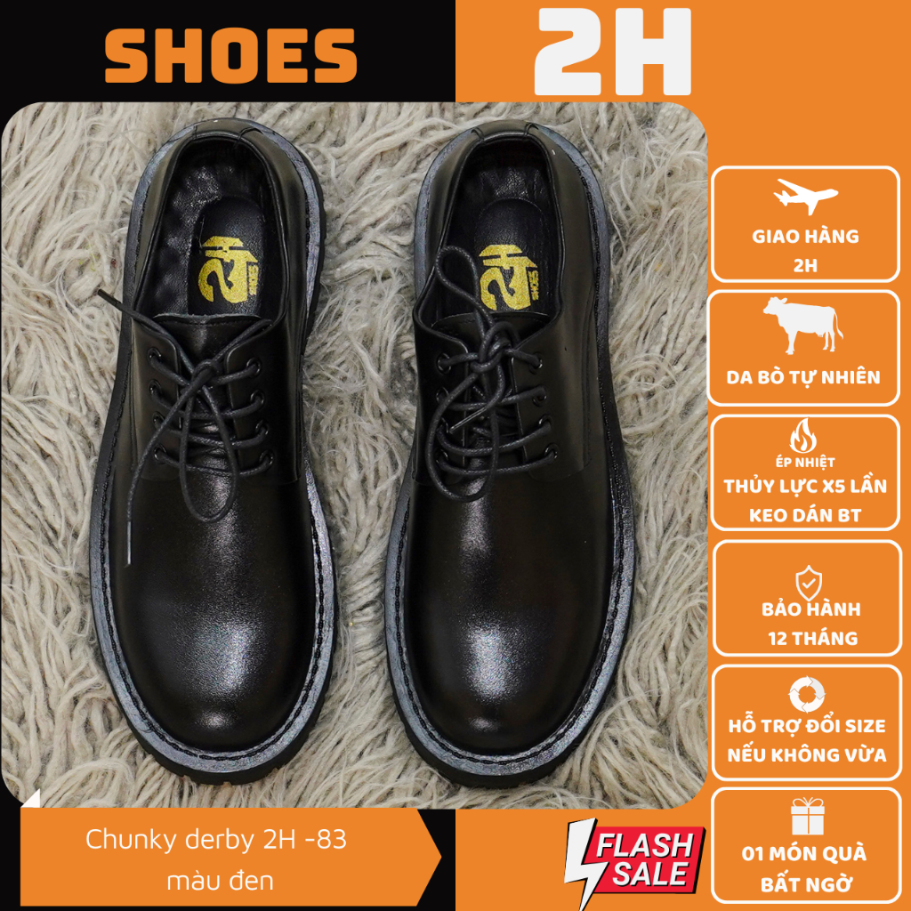 Tên sản phẩm: Giày tây nam kiểu chunky derby phong cách công sở tăng chiều cao bằng da bò cao cấp dáng derby đế 5cm2H83