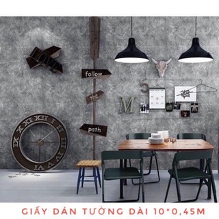 Giấy dán tường giả xi măng 10 Mét có sẵn keo chống nước khổ rộng 45cm