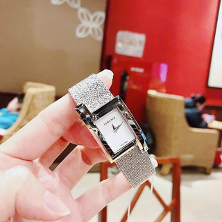 Đồng hồ nữ Versace Greca Icon trắng silver mặt chữ nhật siz 22x39mm