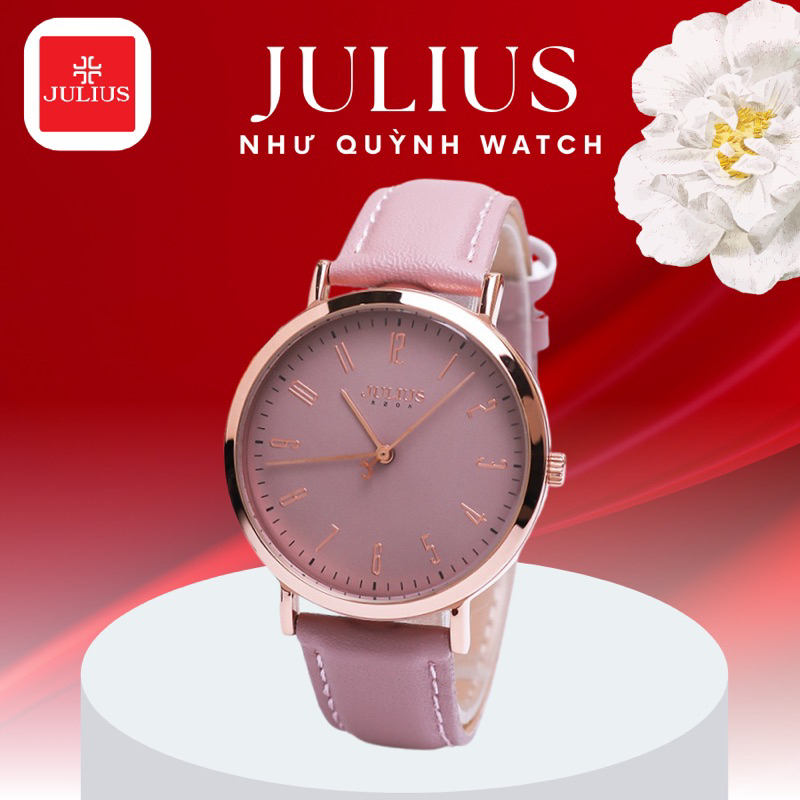 Đồng hồ Julius Nữ Julius JA-1017D dây da (Hồng)