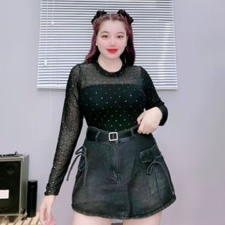 Chân váy jean bigsize nữ dáng A ngắn công sở lưng cao đứng from chất demi phong cách cá tính trẻ trung thời trang CV403