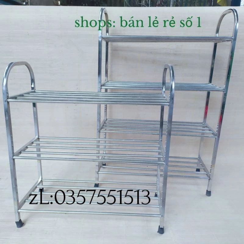 Kệ để giày , giá để giày dép loại 3 tầng 4 tầng dài 60 cm bằng inox bền đẹp sáng bóng
