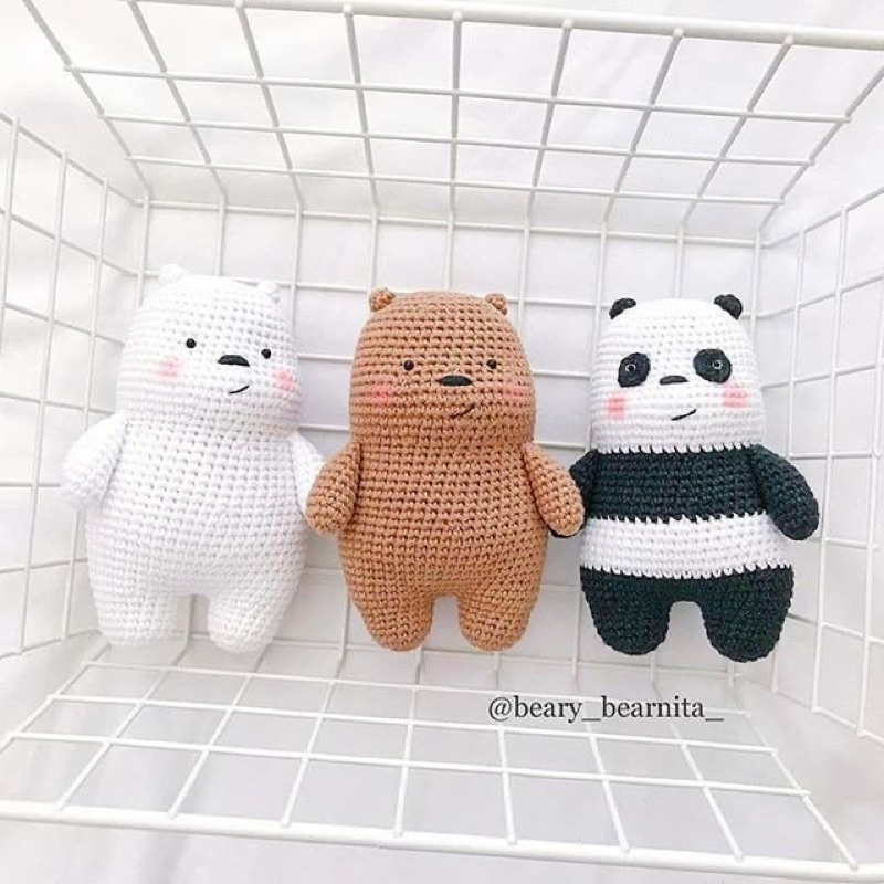gấu we bare bears bằng len handmade